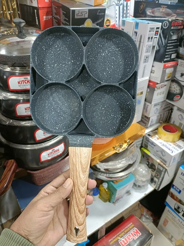 Non stick 4 hole frying pan