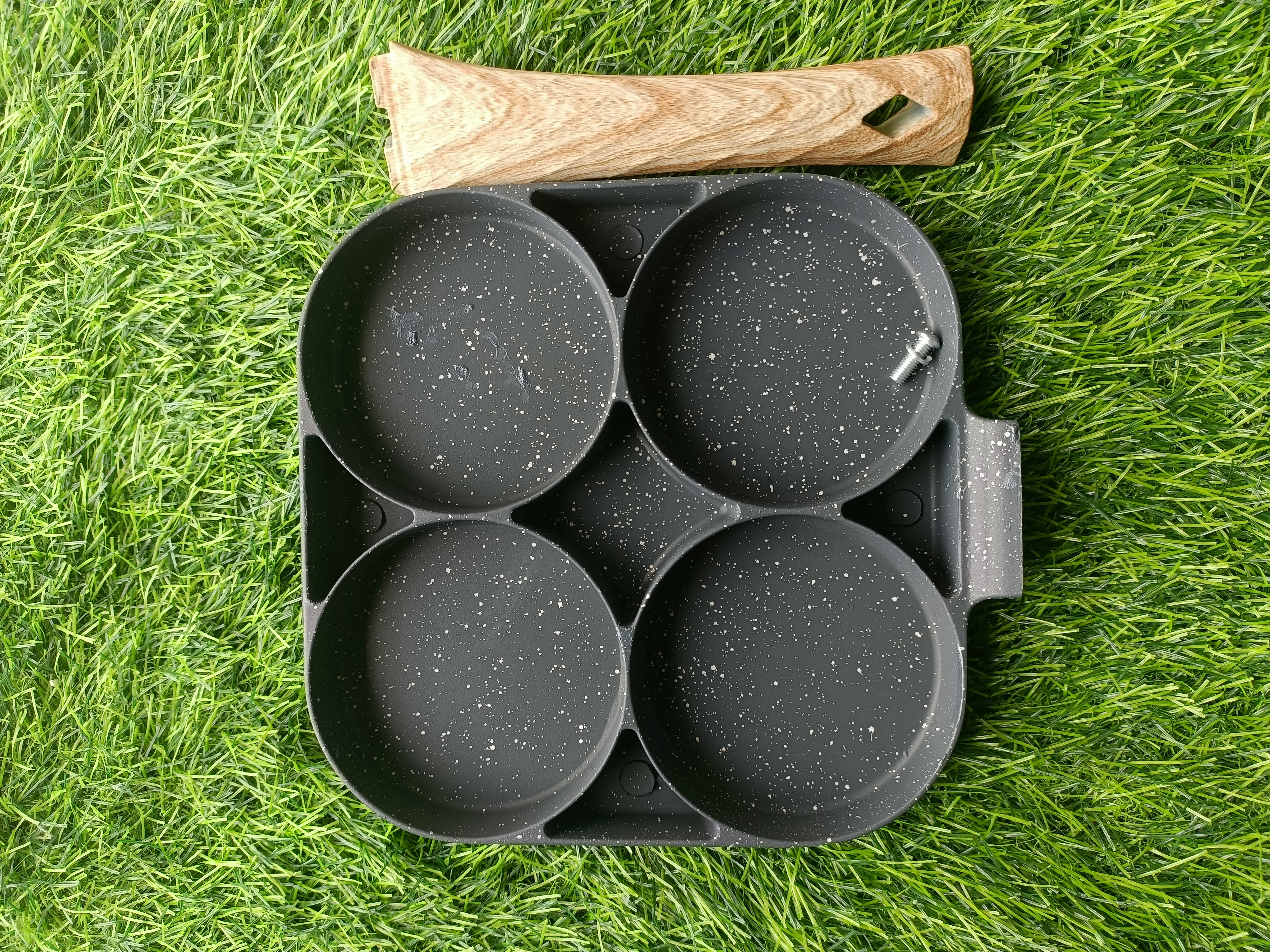 Non stick 4 hole frying pan