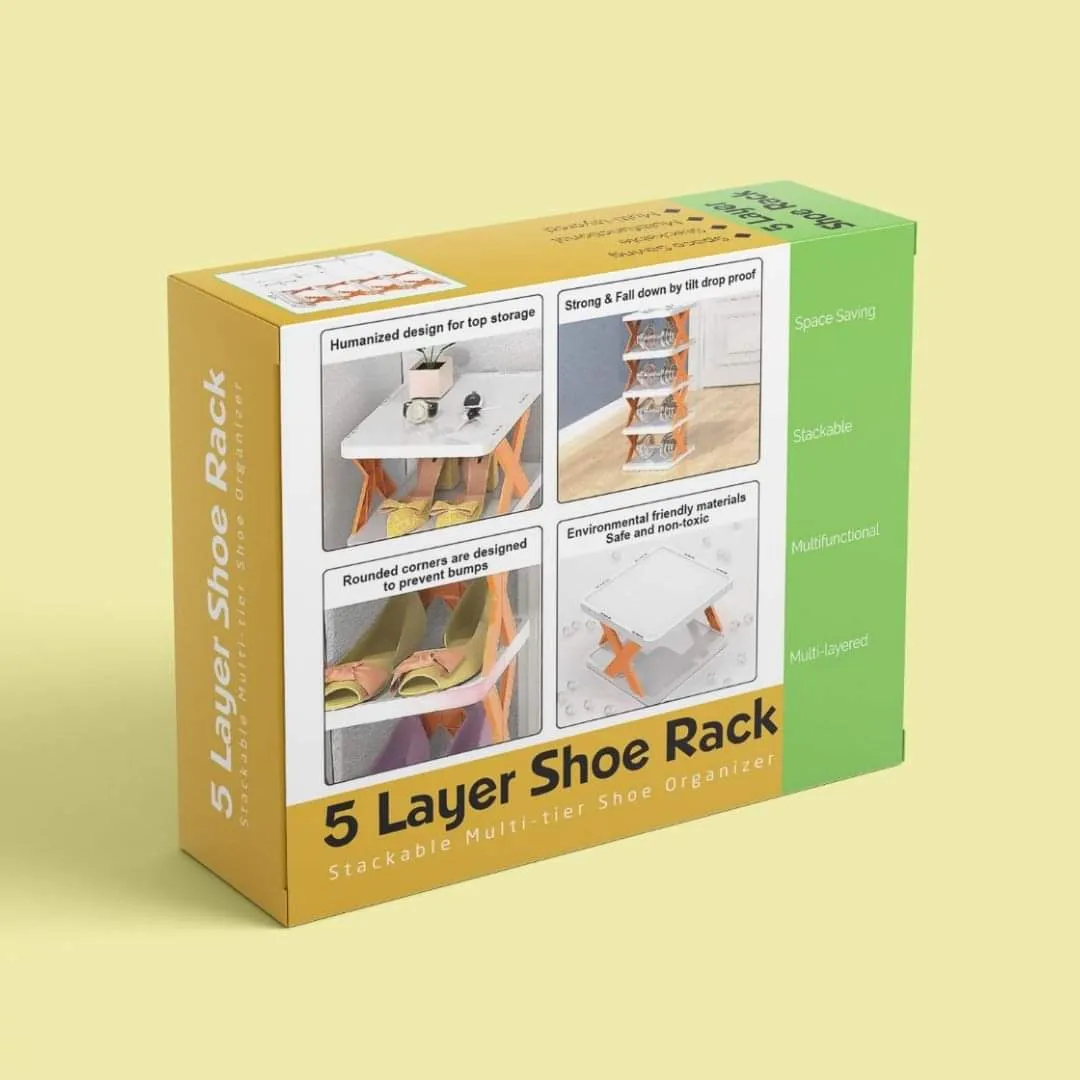Multifunctional 5 layer shoe rack