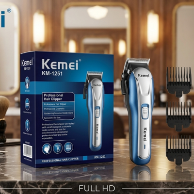 Kemei KM-1251 Rechargeable 3 clipper Hair and Beard Trimmer for Men